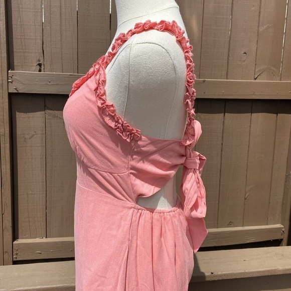 Wide leg Crop Jumpsuit in rose pink with sweetheart neckline size Small - Picture 9 of 15